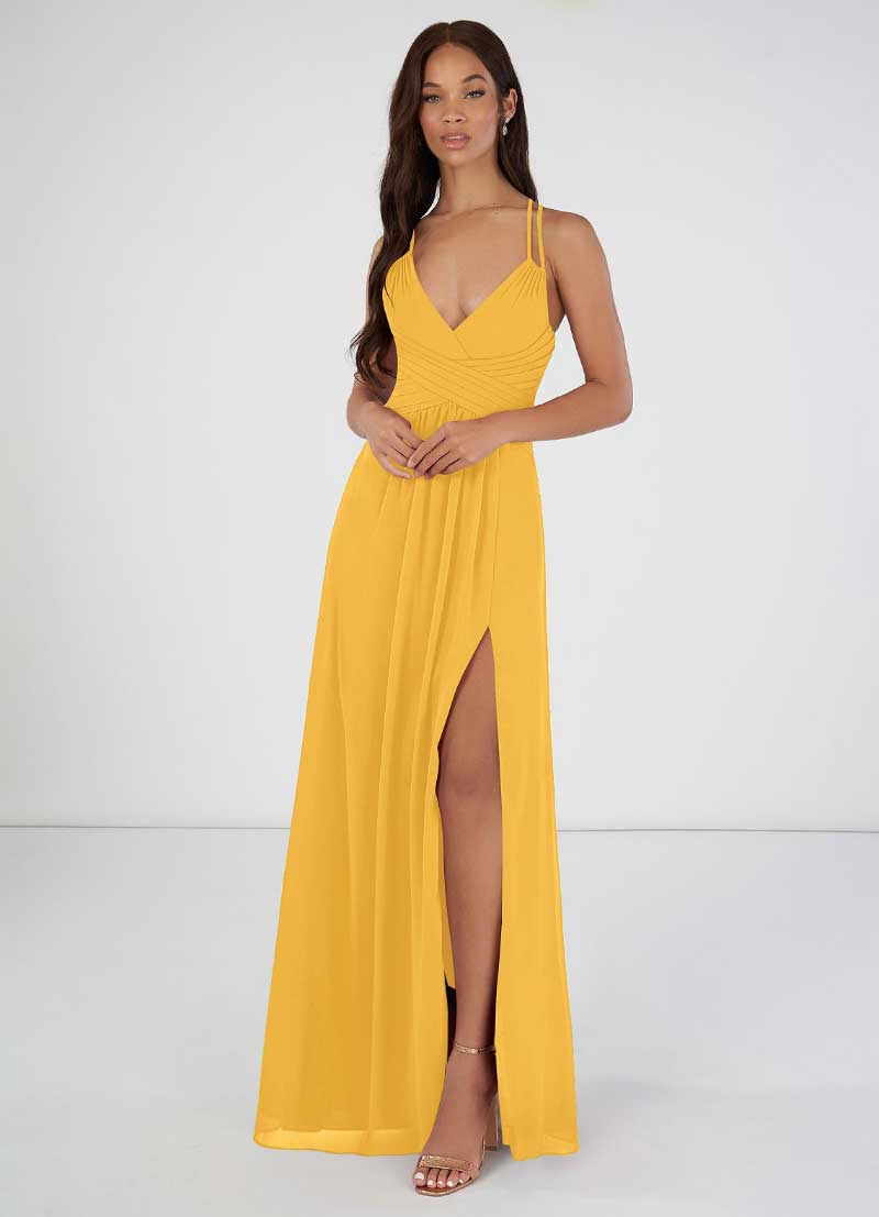 Robes de demoiselle d'honneur dorées : glamour radieux