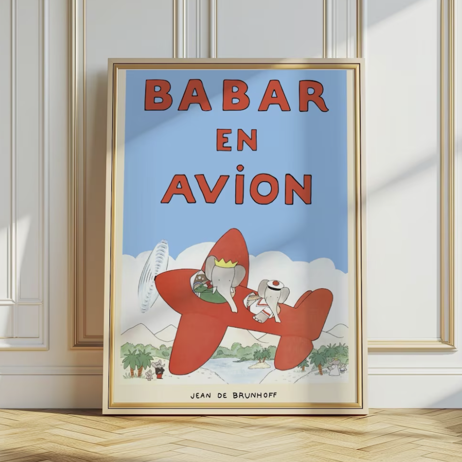 Babar Affiche avion Etsy