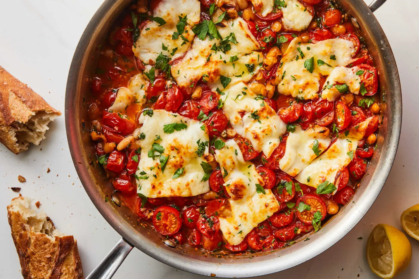 halloumi aux tomates et haricots blancs