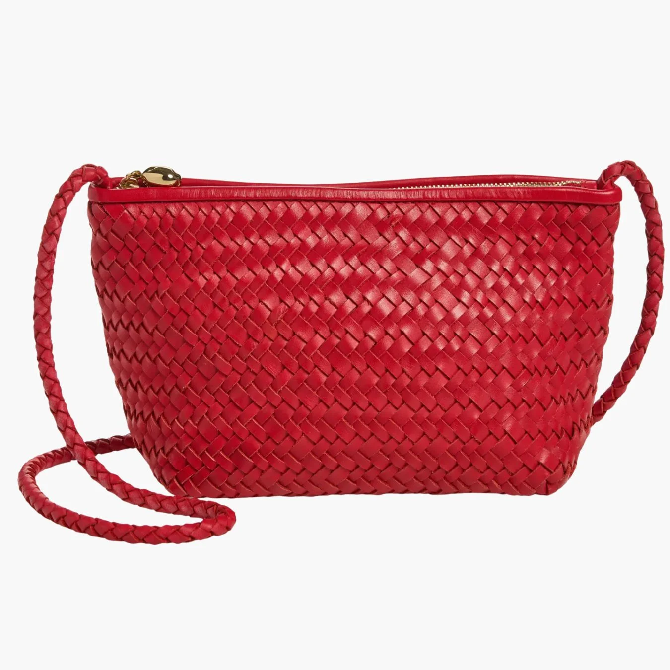 sac bandoulière en cuir tressé rouge