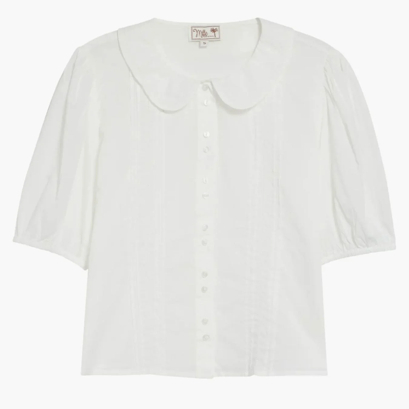 blouse mille en dentelle blanche col Claudine