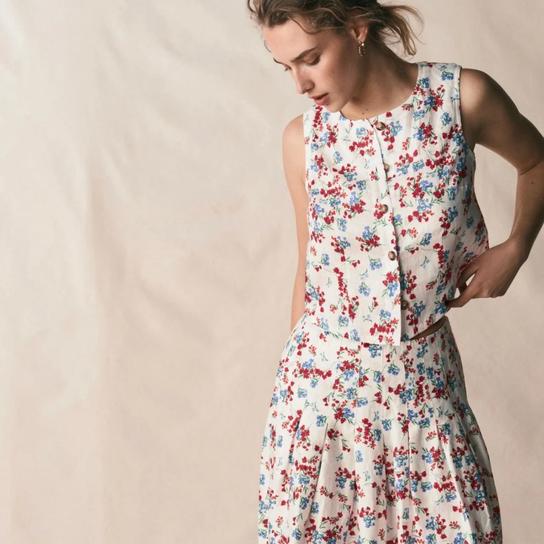 ensemble en lin fleuri boden