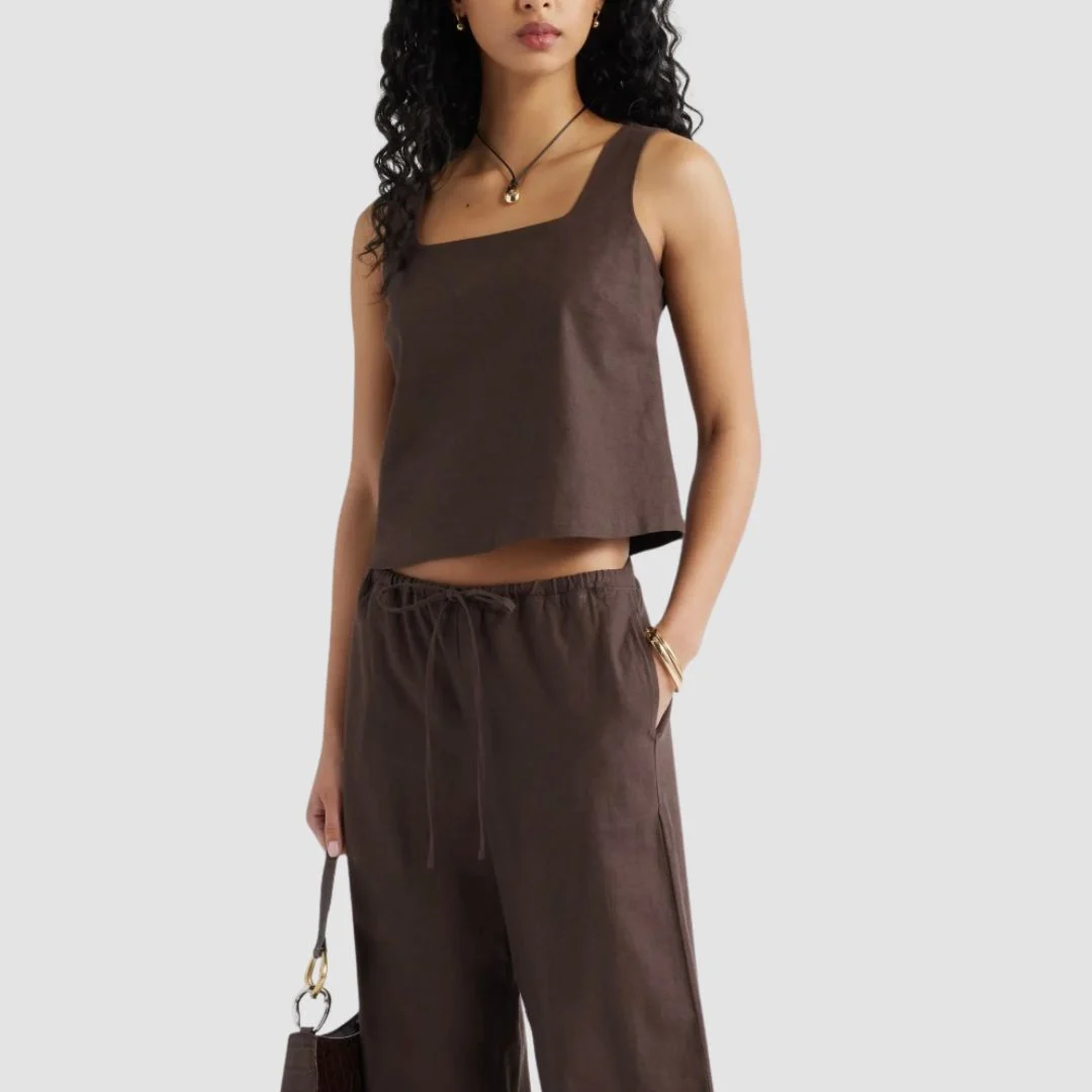 ensemble en lin marron