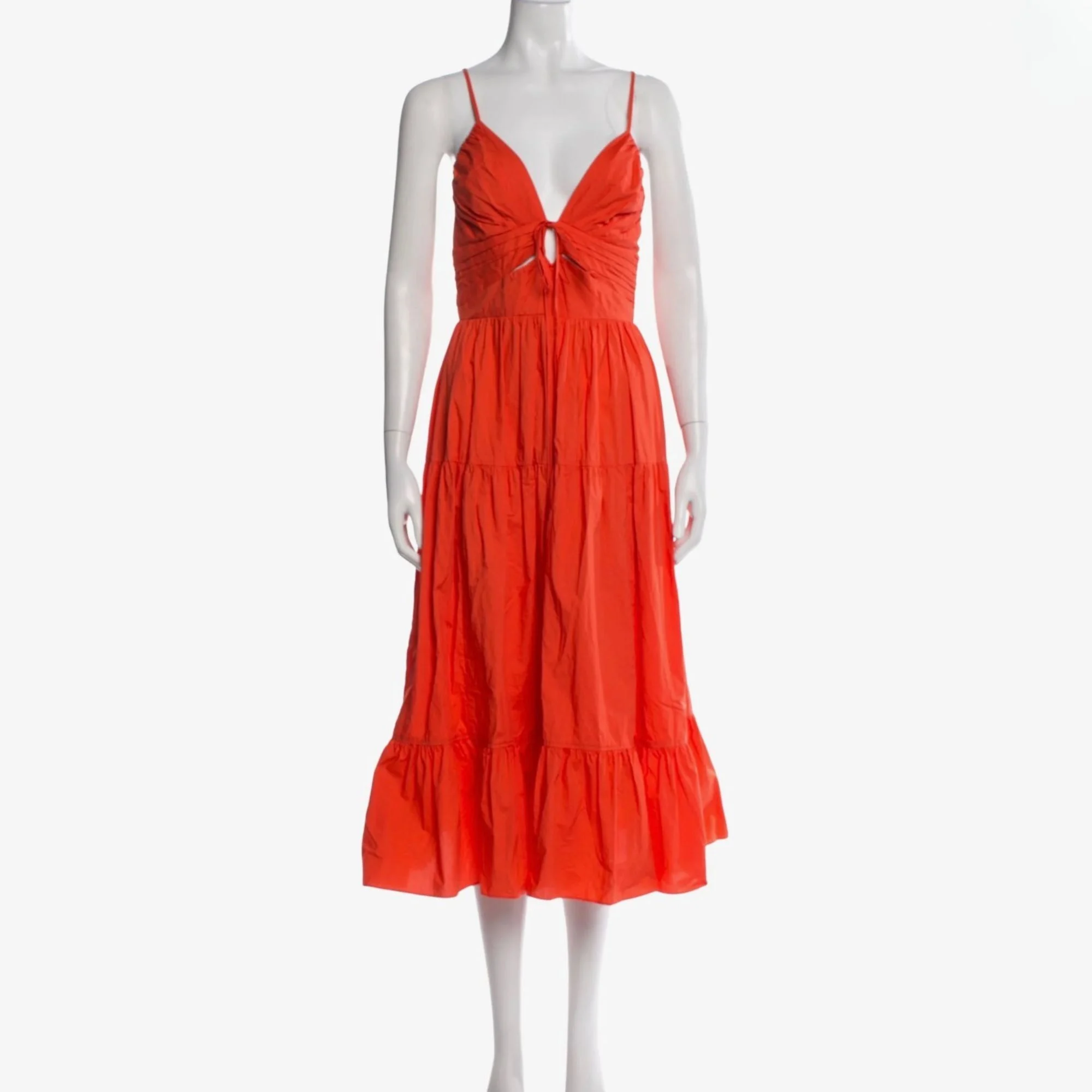 ulla johnson - robe midi rouge à volants