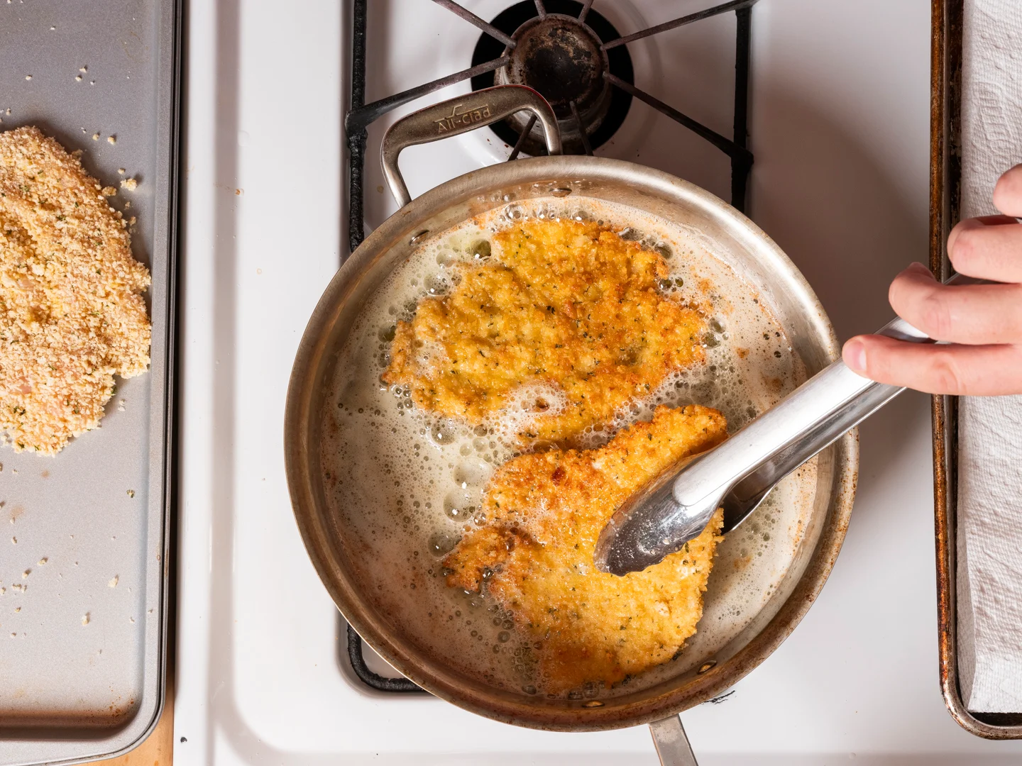 Frire des escalopes de poulet